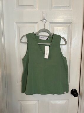 Calvin Klein Olive Green V-Neck Sleeveless Tank